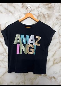 Cropped "Amazing!" Graphic Tee