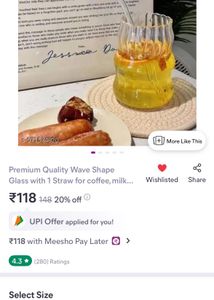 Meesho Wave Shape Glass with Straw