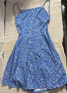 SALE - women fit and flare blue midi dress - S