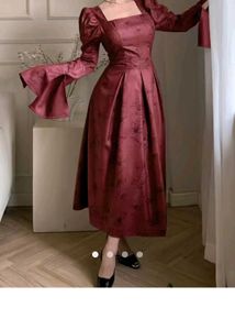 Burgundy A-Line Dress