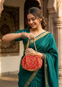 Red Embroidered Clutch Bag