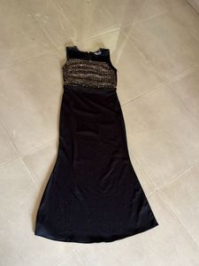 Sparkly Sequin Bodice Black Maxi Dress
