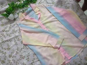 Rainbow Tie-Dye Button-Up Shirt