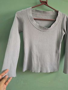 Soft Grey Long Sleeve Top
