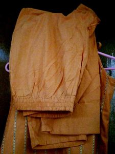 Orange Striped Kurta Set pure cotton