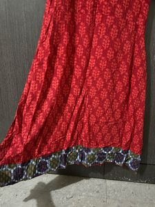 Red Printed Anarkali Cotton Kurti | Ethnic Wear