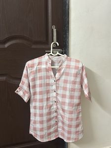 Pink and White Gingham Shirt