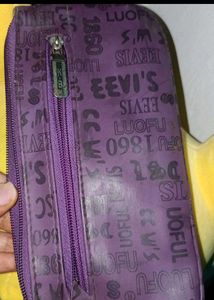 Purple Zipper Wallet with Pattern