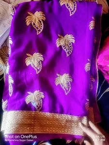Elegant Purple Embroidered Saree