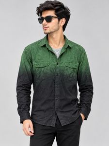 Men's Green Ombre Button-Up Shirt