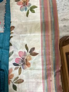 Beautiful Teal Kurta Set with Floral Dupatta