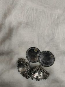 Oxidized Silver Jhumka Earrings