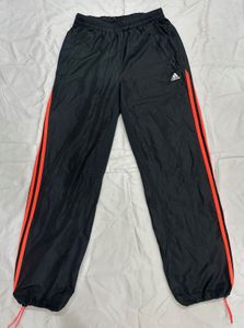 Adidas Black Parachute Track Pants | Orange 3 Stri