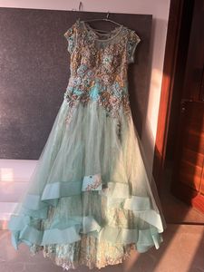 Engagement Gown With Applique Work Embroidery
