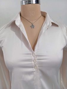 Satin Button-Down Top