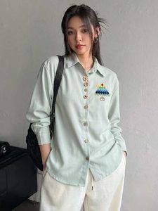 Korean Premium Cute Embroidered Button-Up Shirt