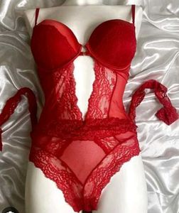 Red Lace Bodysuit Lingerie