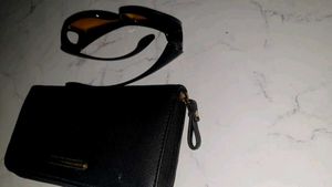 Chic Black Zip-Around Wallet with free gift