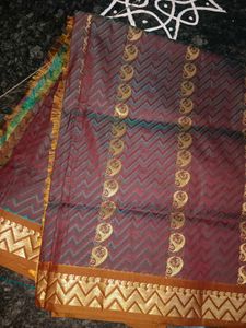Elegant Red & Teal Saree