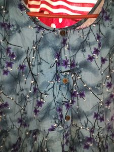 Blue Printed Feeding Kurta Dress