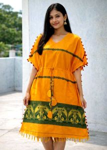 Boho Elephant Print Kaftan Top