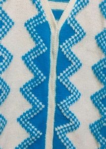 White Sky Blue Woolen Cut Sleeves Sweater