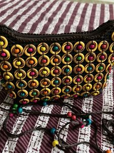 Boho Sling Bag with Wooden Beads