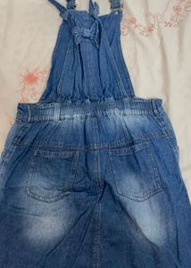 Cute Denim Pinafore Dress with Bow