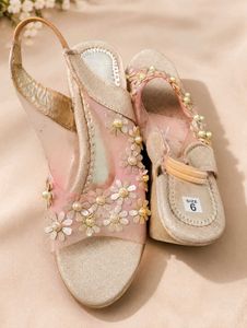 Sparkling Floral Wedge Sandals