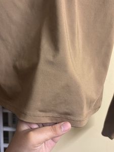 Brown Long Sleeve V-Neck Top