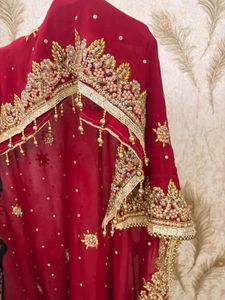 Bridal Red Heavy Embroidered Dupatta