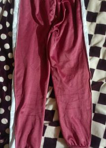 Mauve Track Pants with White Stripe