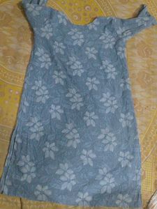 Light Blue Floral Print Kurta