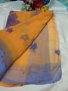 Vibrant Floral Print Saree with blouse