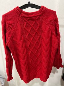 Chic Red Cable Knit Sweater