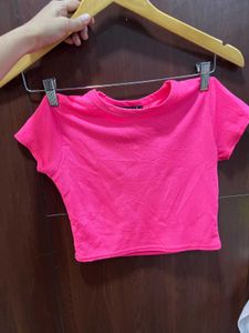 Bright Pink Cropped T-Shirt