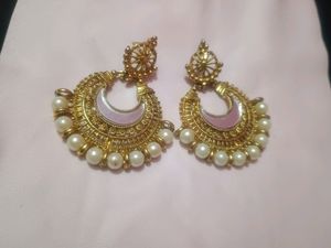 This Is 🤍 White Pearl 🫧mirror 🪞Work Earing