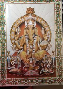 Ram Durbar laminated photo and Ganesha wall hangin