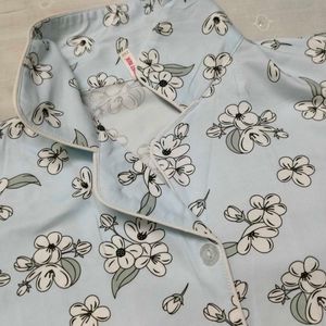 Blue Floral Print Kurta