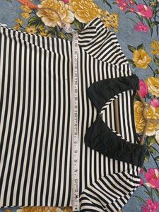 Chic Striped Top with Black Ruffl...