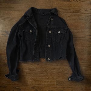 Black Cropped Denim Jacket