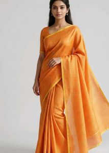 Vibrant Orange Checked Saree