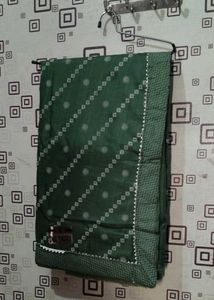 Elegant Green Saree with White Print
