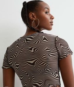 Sheer Zebra Print Mesh Top