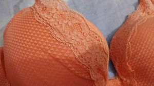 Peach Lace Trim Bra