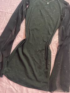 Sparkly Mock Neck Long Sleeve Dress.