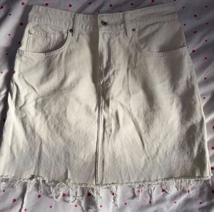 Cream Denim Mini Skirt