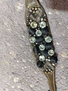 LEATHER -Embellished Statement Bracelet