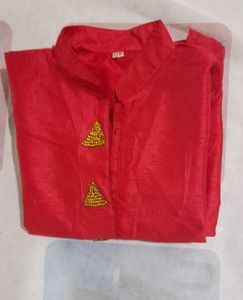 Elegant Red Kurta And Golden Pant