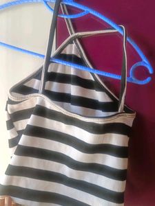 Striped Halter Neck Crop Top